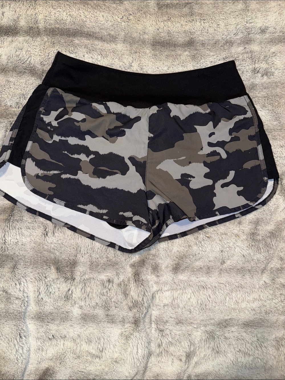 Mono B Black and Gray Camo Athletic Shorts
